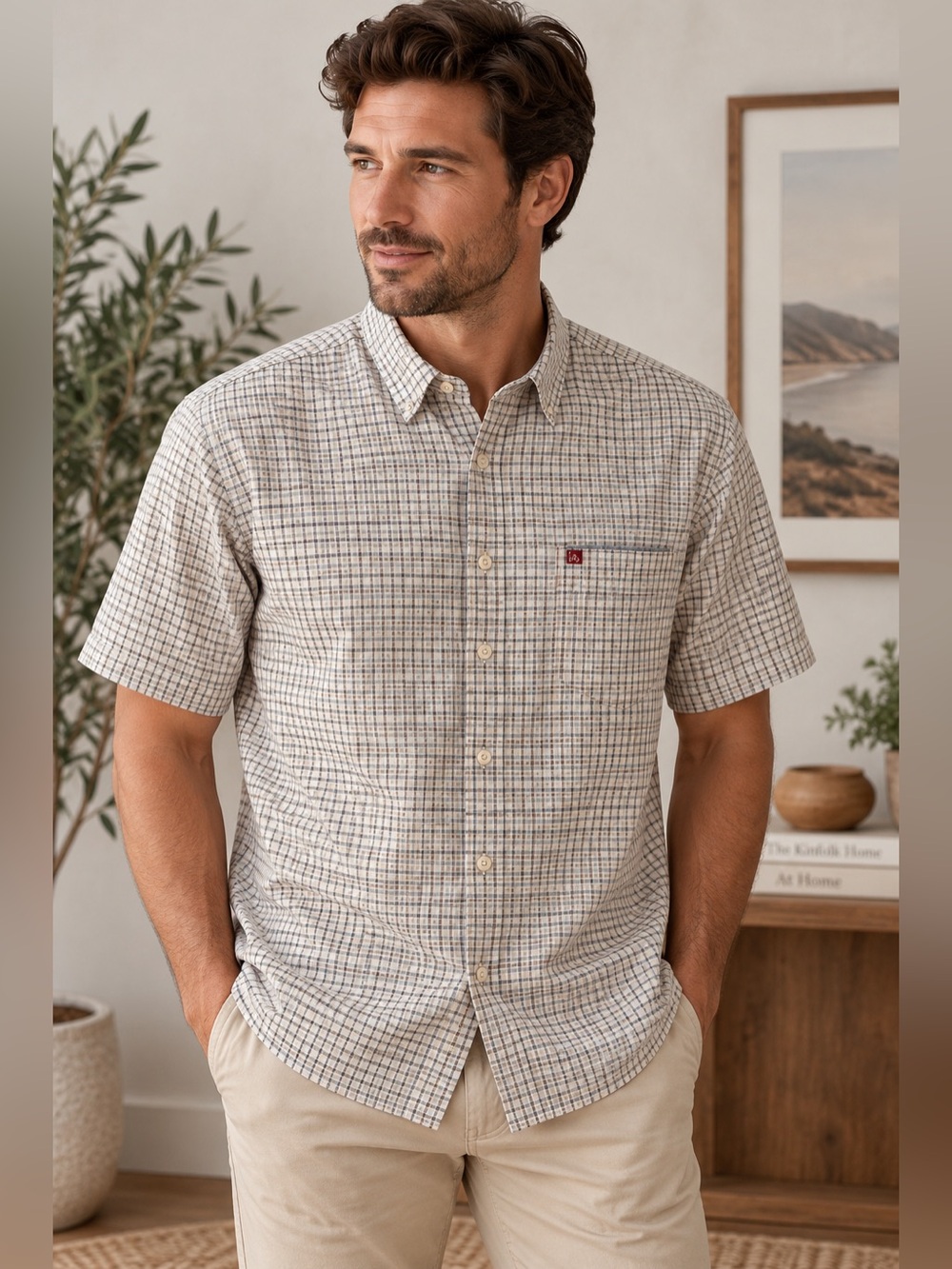 Quiksilver Men’s Plaid Short-Sleeve Shirt – Size L